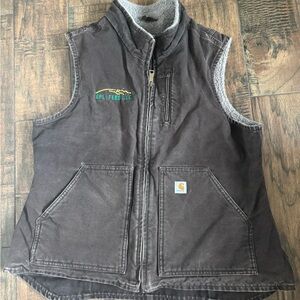 CARHARTT WV001 SHERPA LINED CANVAS VEST, DARK BROWN SIZE XL 16/18
